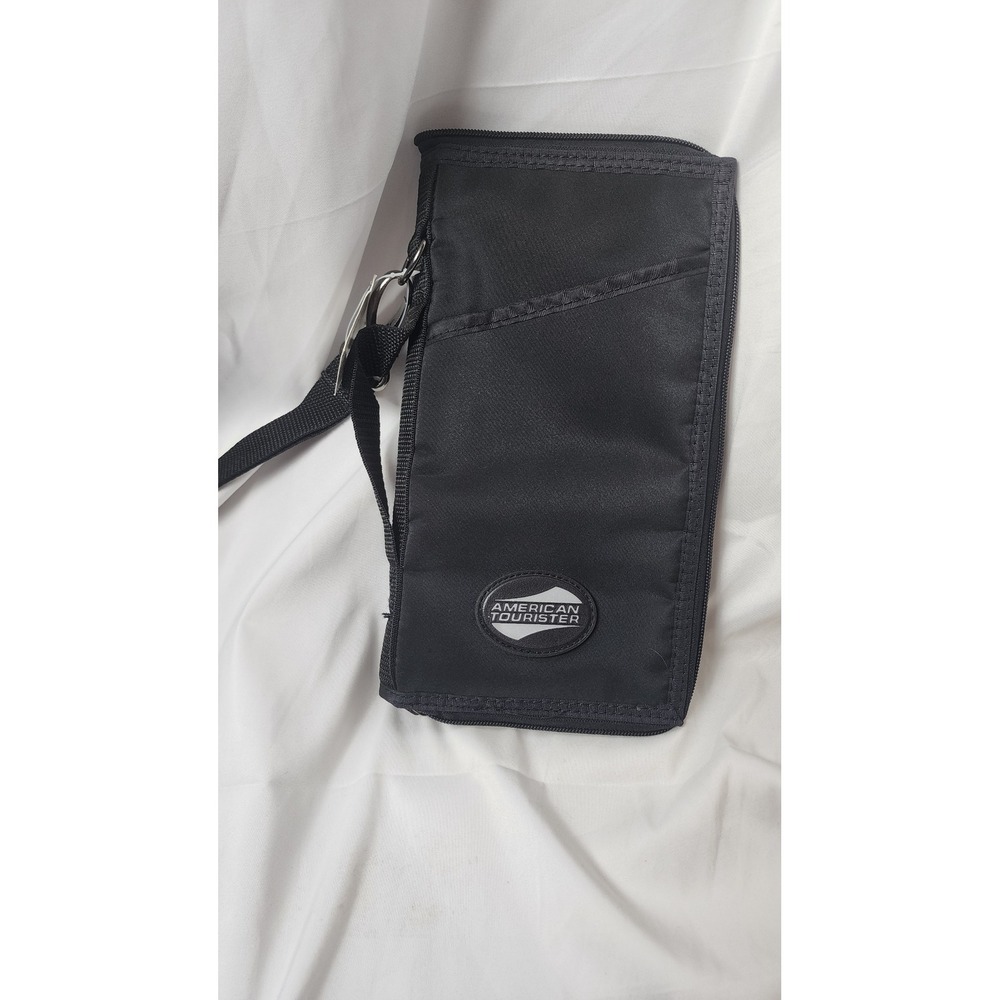 American Tourister Travel Wallet Passport Holder Organizer Black Nylon NWT
